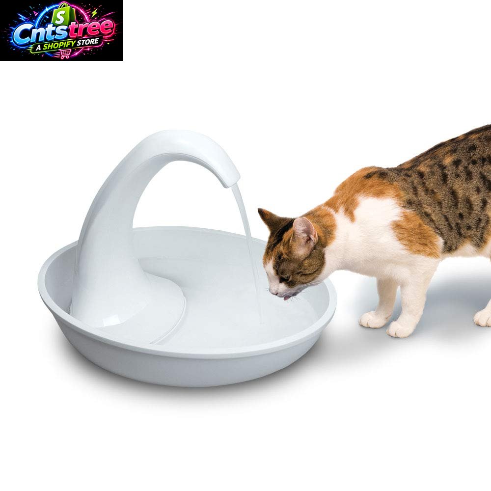 Pioneer Pet Swan Pet Drinking Fountain for Cats and Dogs - 80Oz Capacity, Great for Multiple Pets – Great for Pets Who Love the Faucet - Bubbler and Bowl Dispenser Design Keeps Water Moving