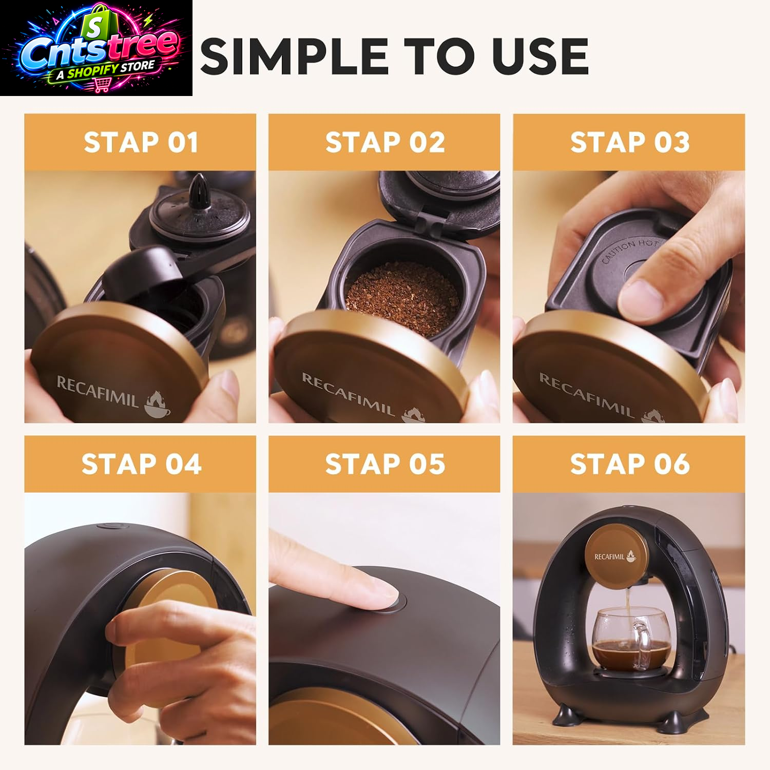 Single Serve Coffee Maker for K Cup Pod and Coffee Grounds /Tea, Fast Brew in 2 Minutes, 2 in 1 One Button Coffee Machine 4-8 Oz Brew Sizes, Stylish＆Compact for Home, Office, RV and Dorm, Black